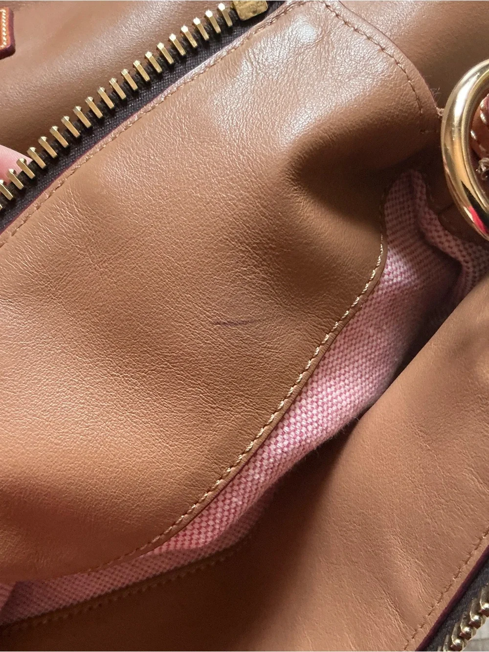 Dooney & Bourke smooth leather large hobo handbag mustard brown leather large